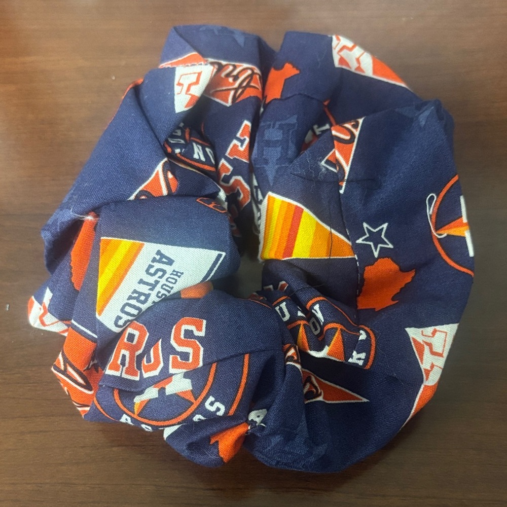Astros Themed Blue and Orange Scrunchie oversized